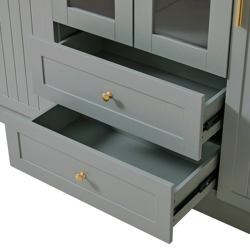 Modern 71" Tall Kitchen Pantry with Storage Cabinet, 6 Doors , Drawers, Adjustable Shelves,Pull-out Trays and Wine Rack