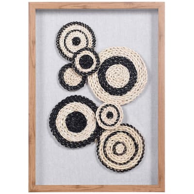 Two Tone II - Woven Shadow Box Wall Art - Black, White Finish