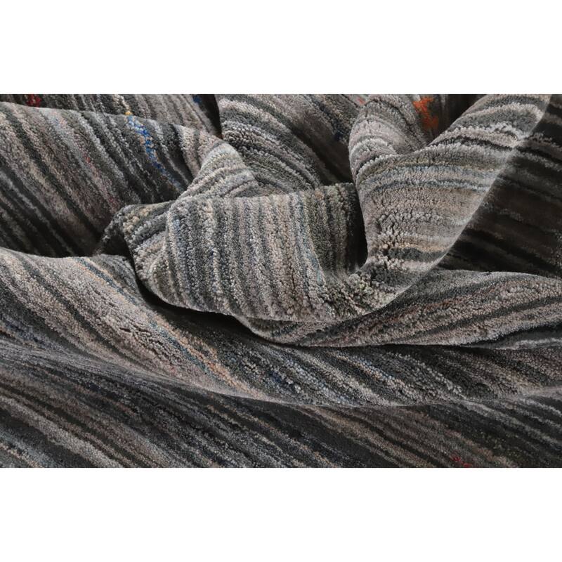 Hand Knotted Oriental 100% Wool Carpet Tribal Tribal Greys & Charcoal Gabbeh Area Rug - 8' 1'' X 8' 0''