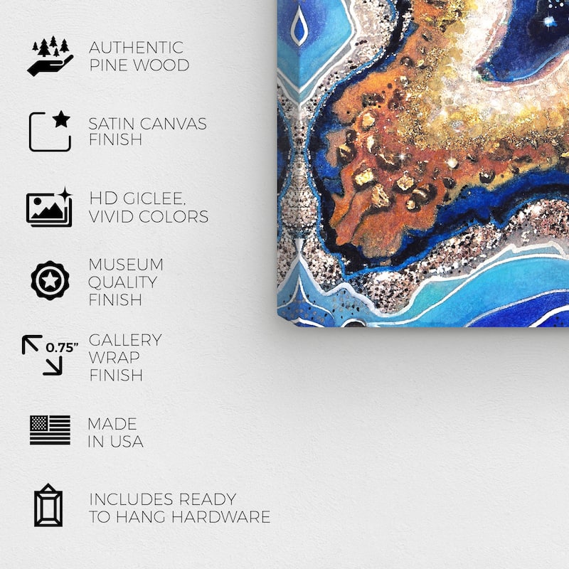 Wynwood Studio Canvas Abstract Blue Diamond Horizontal Blue and Modern & Contemporary Wall Art Canvas Print