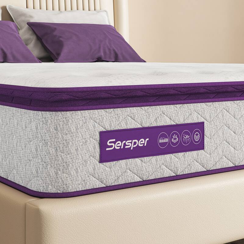 12 Inch Queen and King Memory Foam Hybrid Pillow Top- 5-Zone Pocket Innersprings Motion Isolation