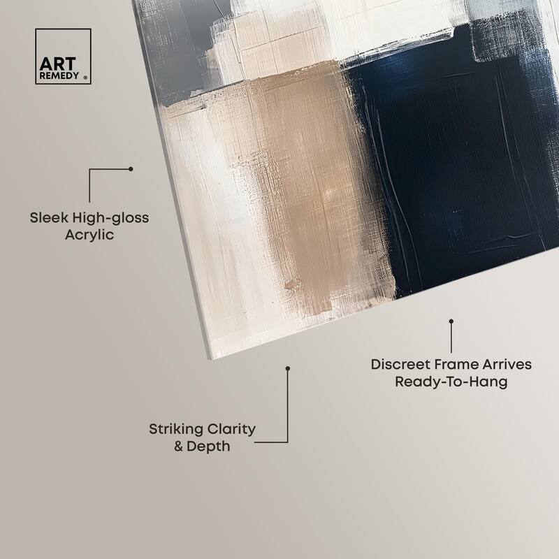 Blue and Tan Abstraction I Acrylic by Art Remedy, Ready to Hang