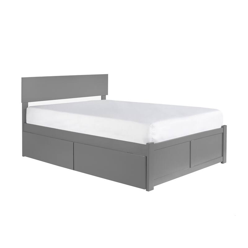 Platform Bed - Storage Drawers & Flat Panel Footboard - Modern Bedroom Furniture