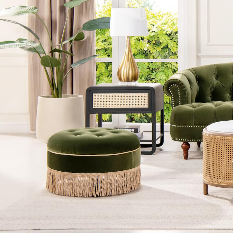 Yolanda 24" Upholstered Round Accent Ottoman