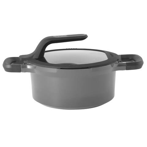 GEM 8" Cast Alum NS Cov Casserole, 1.9 Qt, Grey, Stay Cool