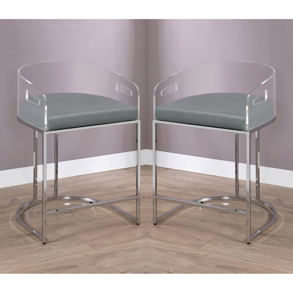 Modern Design Acrylic Back Counter Height Stools (Set of 2)