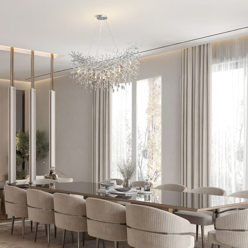 Modern Branch Crystal Linear Chandelier, 1100-1830mm Dining Pendant Light