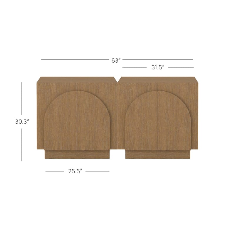 Iris Wooden Accent Cabinet, Sideboard Credenza or TV Stand with Arched Cabinet Doors and Adjustable Shelves
