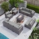 preview thumbnail 2 of 33, Kullavik 12 Piece Outdoor Patio Furniture Set with Fire Pit Table