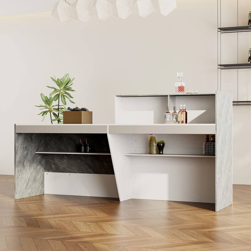 Reception Desk in White with Computer Surface and 4 Shelves