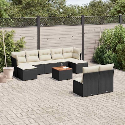 vidaXL Garden Sofa Set Black, Cream White - 21.7 x 21.7 x 14.6