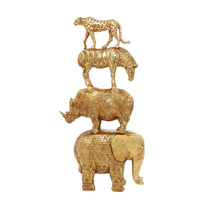 Polystone Safari Animals Decorative Sculpture - Gold or Silver - Roche River Decor