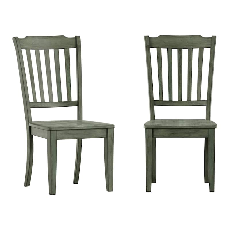 Ronda Slat Back Wood Dining Chairs (Set of 2) - Antique Sage Green