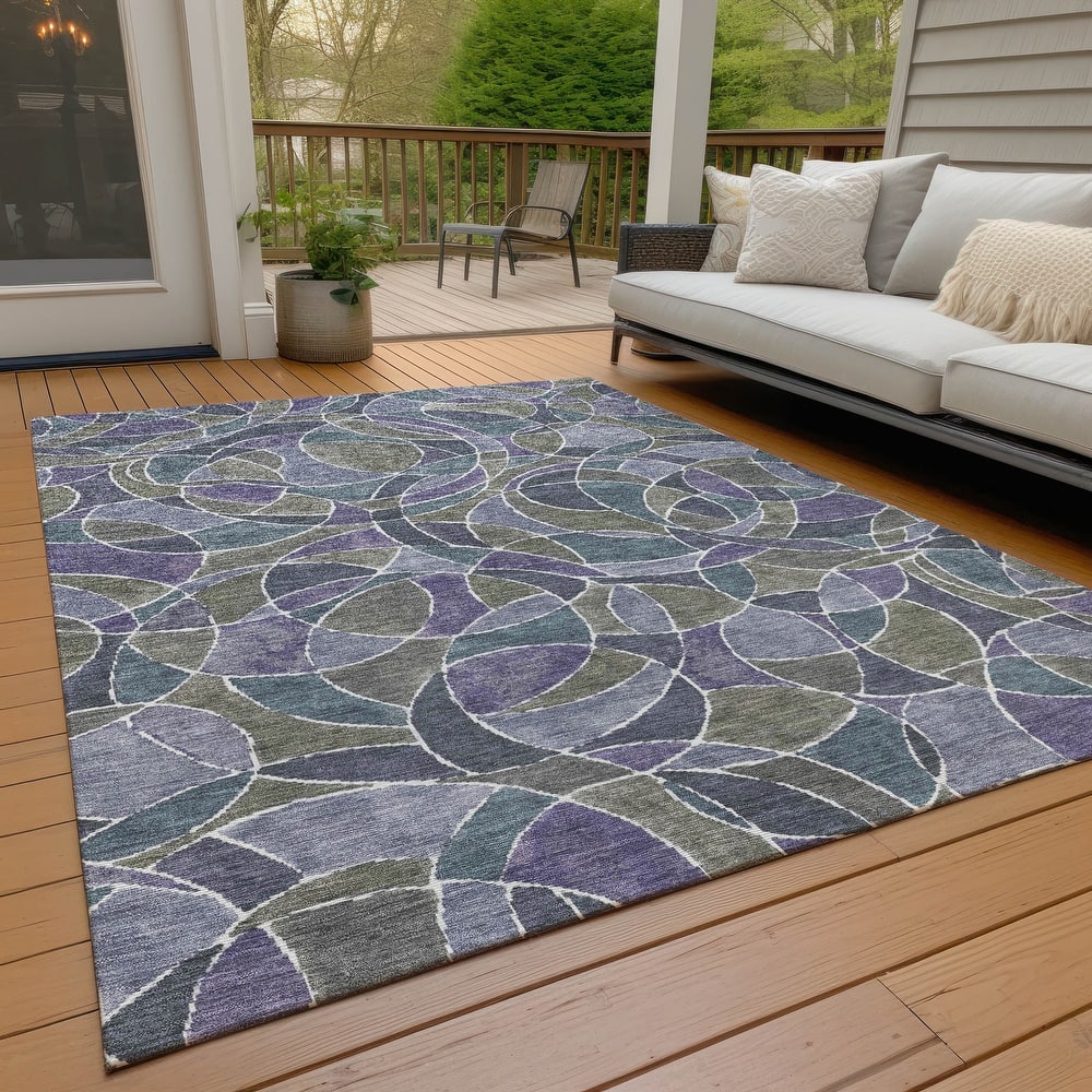 Machine Washable Indoor/Outdoor Casual Mosaic Chantille Rug