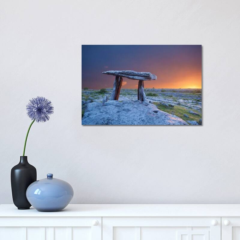 iCanvas "Fiery Dawn At Poulnabrone Dolmen, The Burren, County Clare, Ireland" by Gareth McCormack Canvas Print - 12x18x1.5