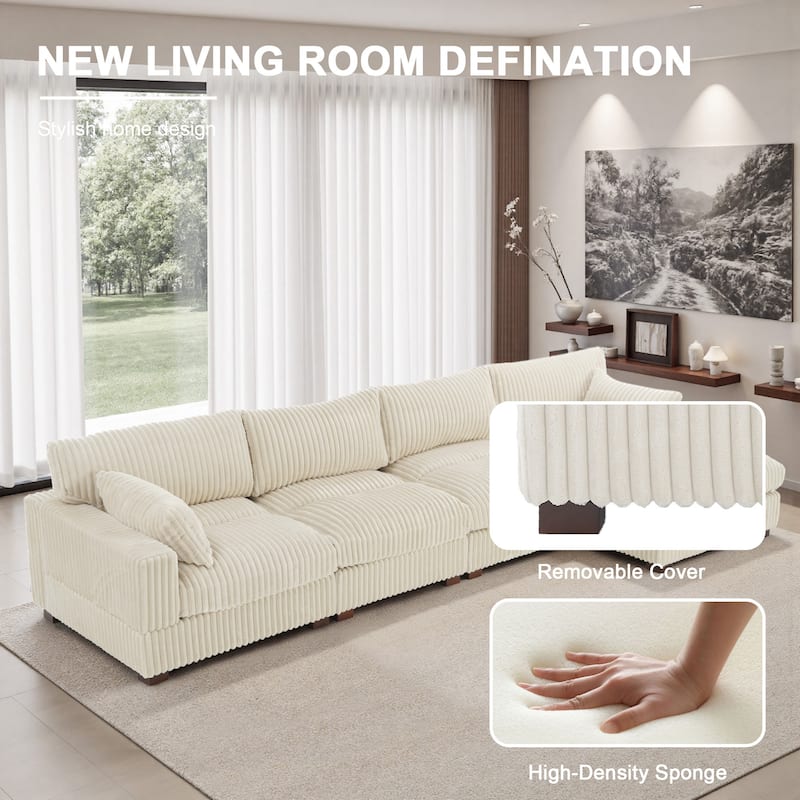 Oversized Plush Modular Sectional Sofa Couch with Ottoman