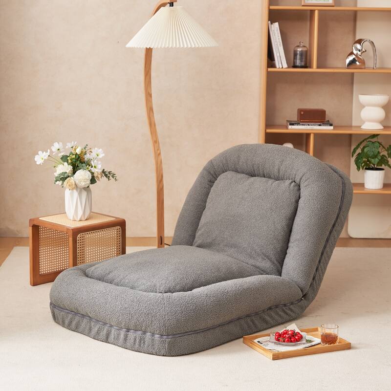 Grey Modern 42.5" Upholstered Foldable Lounge Chair with Comfortable Backrest for Living Room - Grey
