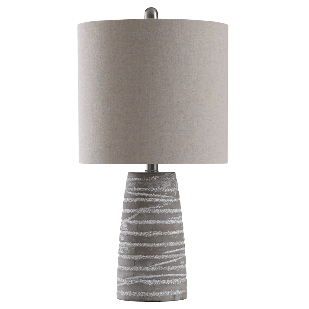 StyleCraft Aaron Gray Washed Table Lamp - Beige Shade