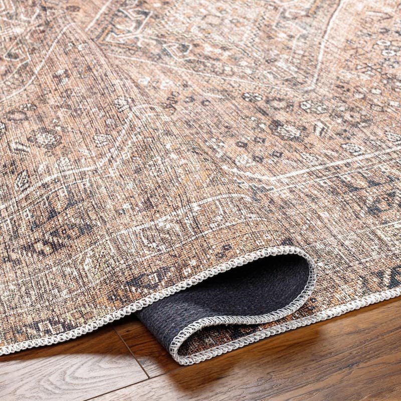 Livabliss Traditional Amelie Medallion Washable Area Rug