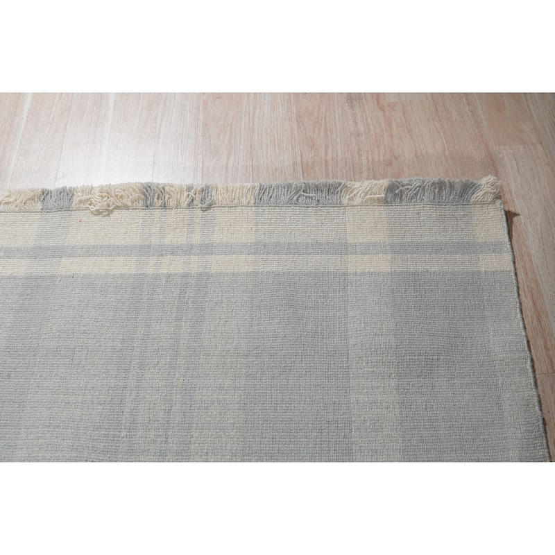 Home Decor EORC Hand-Knotted Natural Silk Grass Design Rug, Blue Multicolored Luxurious and Elegant Area Rug for Enhancing
