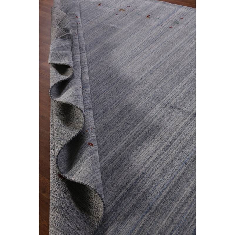 Hand Knotted Oriental 100% Wool Carpet Tribal Animal Pictorial Navy Blue & Blues Gabbeh Area Rug - 9' 8'' X 8' 2''