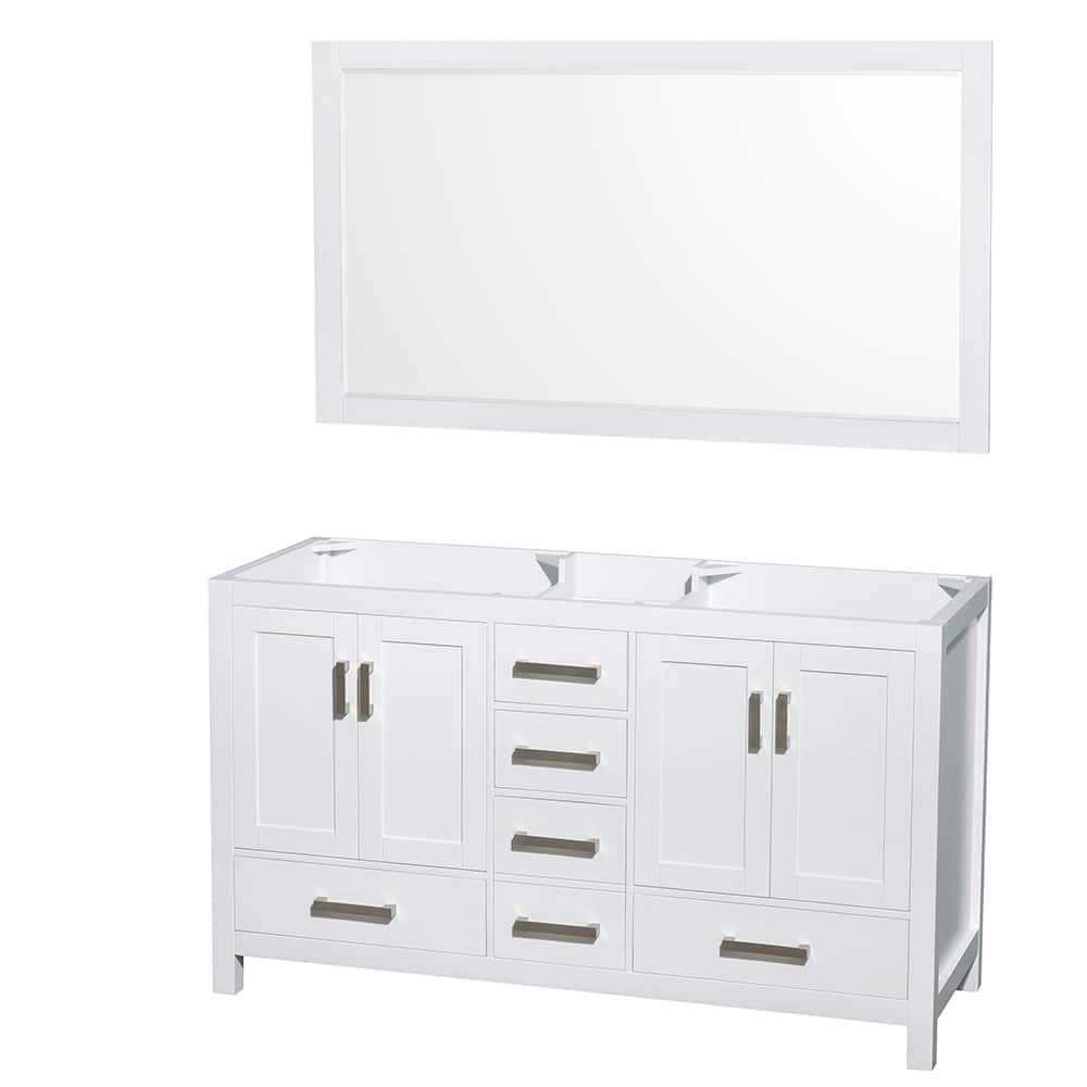 Wyndham Collection Sheffield Double Vanity Cabinet, 58-inch Mirror