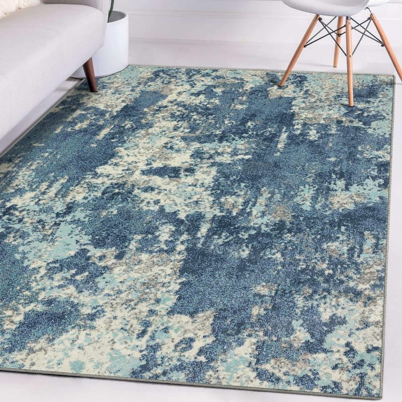 Luxe Weavers Modern Abstract Medium Pile Area Rug, Indoor Carpet - 5x7 - Blue