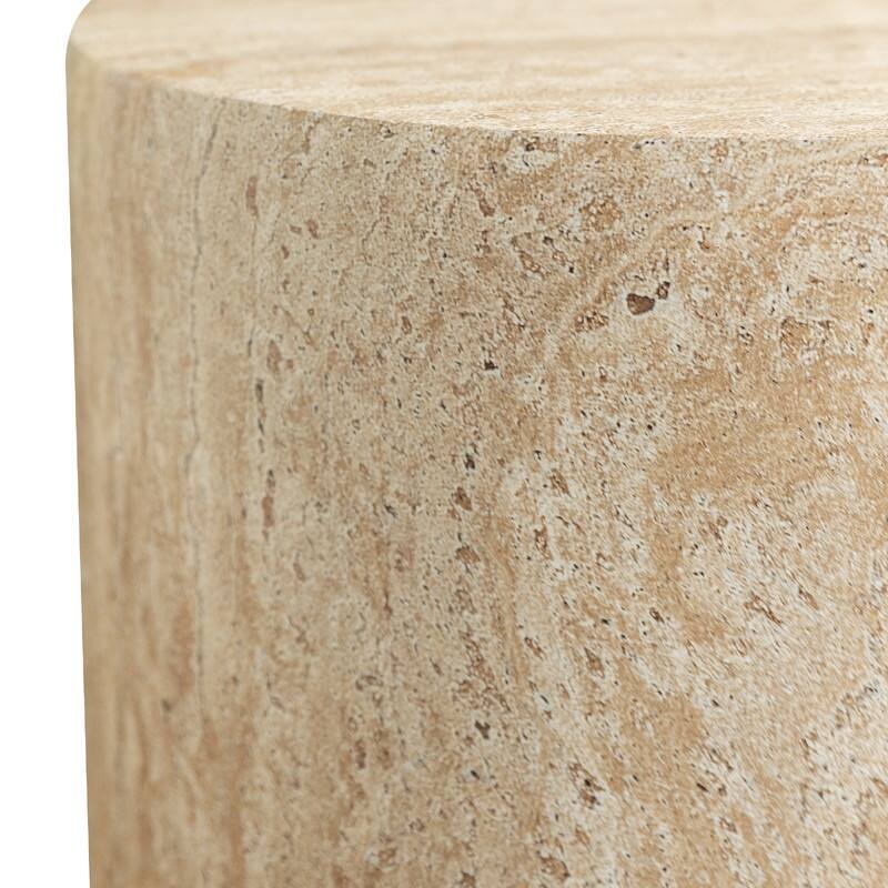 Vintara Modern Cylindrical Round Fiberstone Side Table with Brushed Finish for Living Rooms, Bedrooms, Patios, Balconies