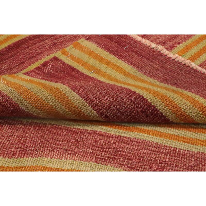 Hand Woven Oriental 100% Wool Carpet Southwestern Geometric Multi-Colored Kilim Area Rug - 8' 6'' X 4' 9''