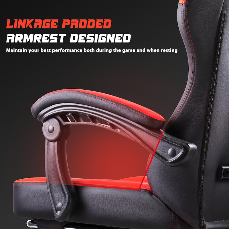 BOSSIN Ergonomic Gaming Chair – 400 lbs Support, PC/Racing Office Chair with Adjustable Swivel, Lumbar Vibration & Headrest