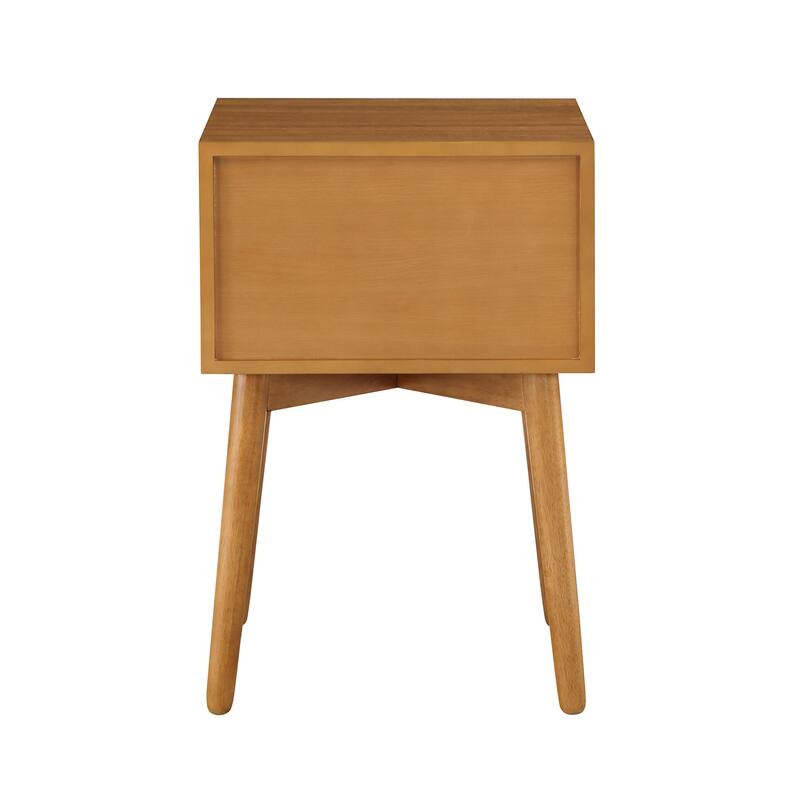 DH BASIC Mid-Century Modern Wood 2-Drawer Compact Nightstand Side Table by Denhour