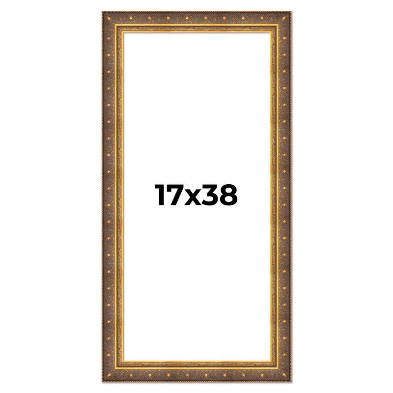17x38 Frame Vintage Gold Solid Wood Picture Frame | 2.5 Inch Moulding