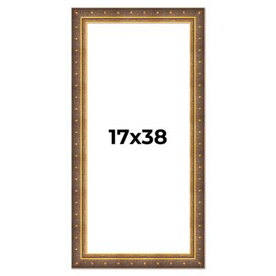 17x38 Frame Vintage Gold Solid Wood Picture Frame | 2.5 Inch Moulding