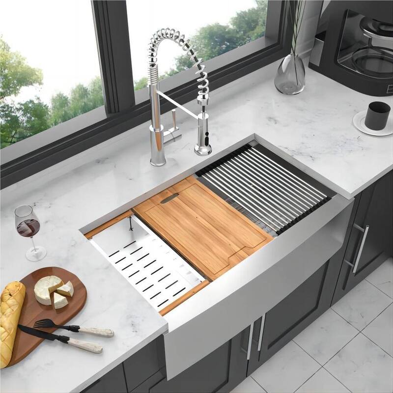 30 in 33 In 36 in Farmhouse and Apron Front Kitchen Sink Workstation