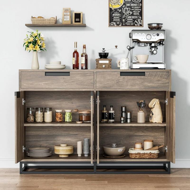 Modern 55" Sideboard Buffet Cabinet, Coffee Bar Table for Kitchen, Dining Room - N/A