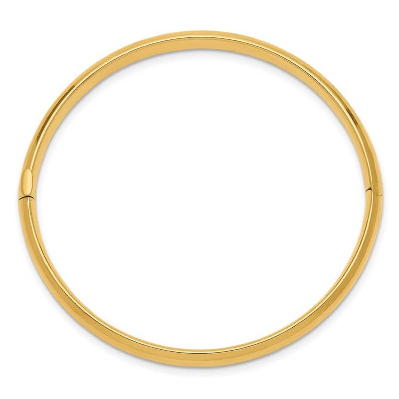 Curata 10k Yellow Gold 7" 5mm Polished Hinged Bangle Bracelet