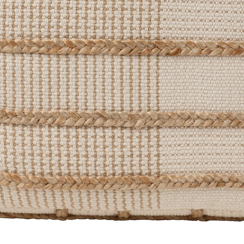 Remsen Handmade Striped Tan/ Cream Cylinder Pouf