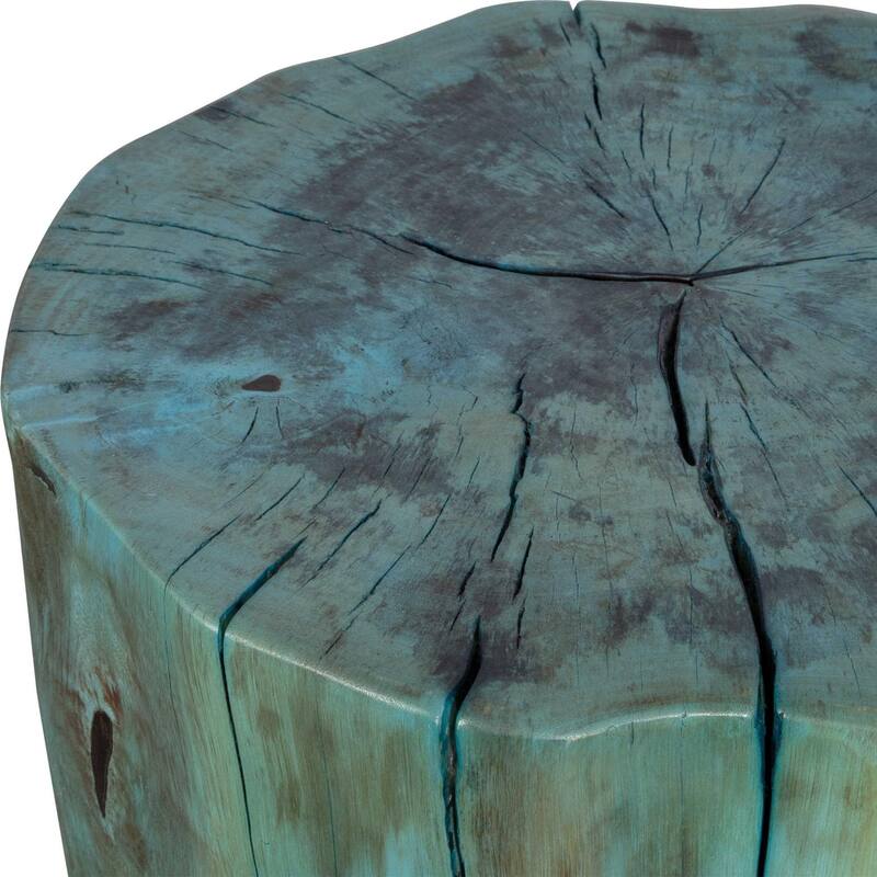 Tamarind wood Habitat Accent Stool - 20" - Blue