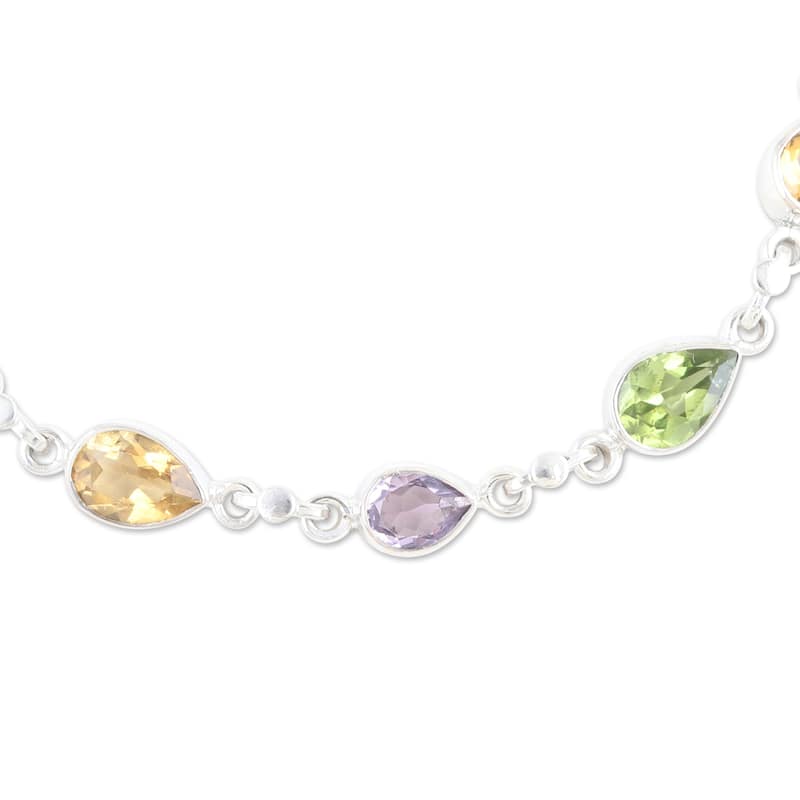 Novica Handmade Intense Symphony Multi-Gemstone Link Bracelet