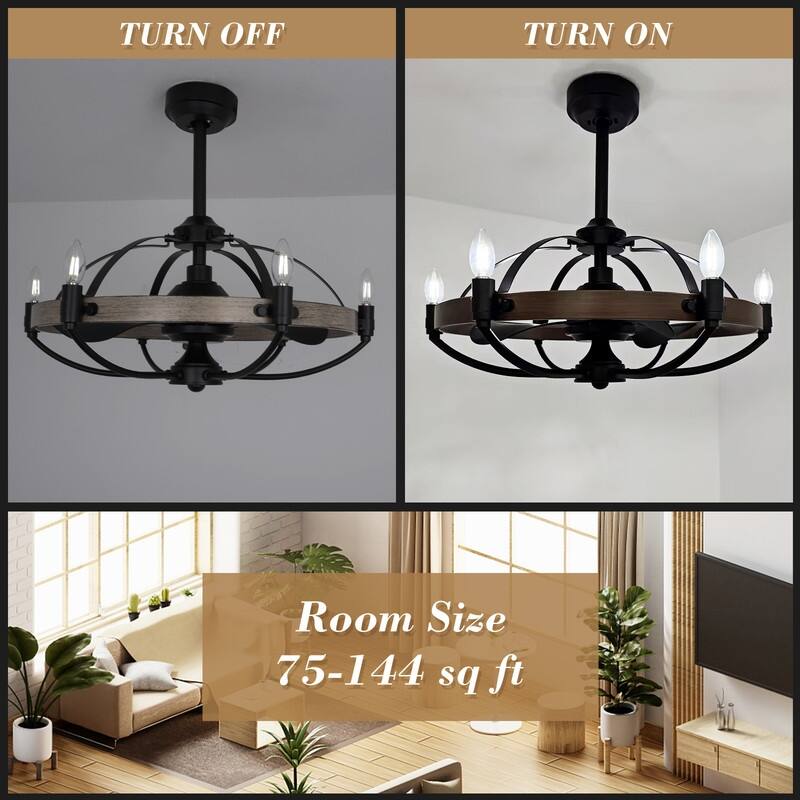 Farmhouse Modern Black LED Dimmable Ceiling Fan with Light and Remote Control 3 ABS Blades DC Motor for Bedroom Living Room