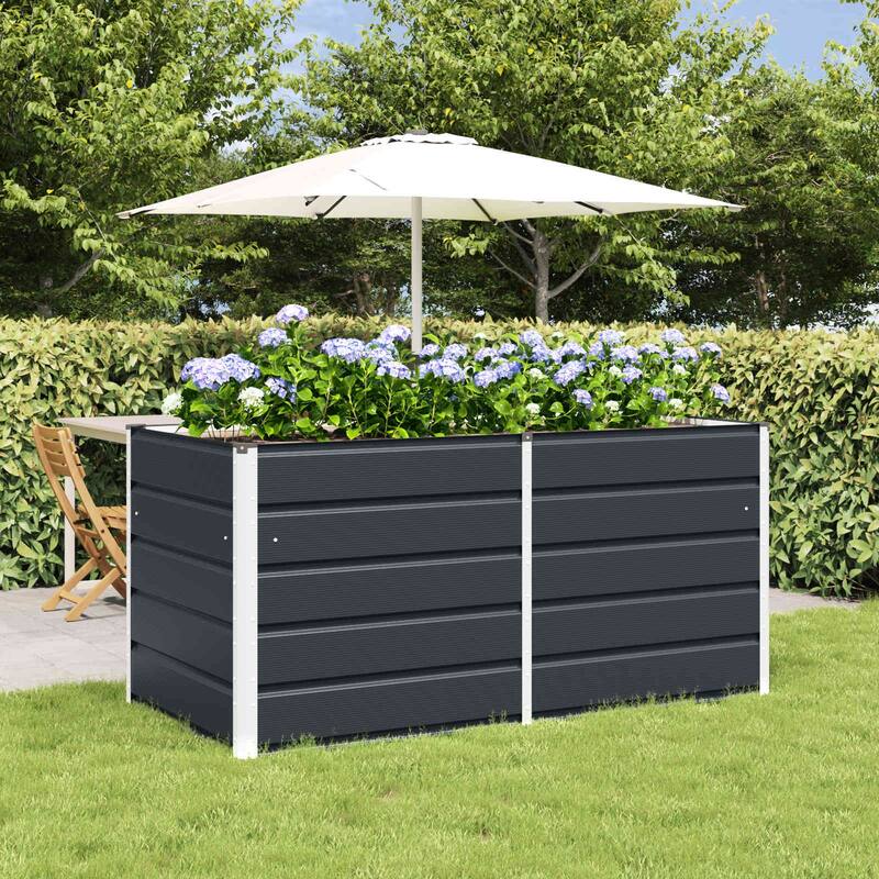 vidaXL Planter in Steel - 62.99 x 31.50 x 17.72 - Black - 62.99 x 31.50 x 29.53 in