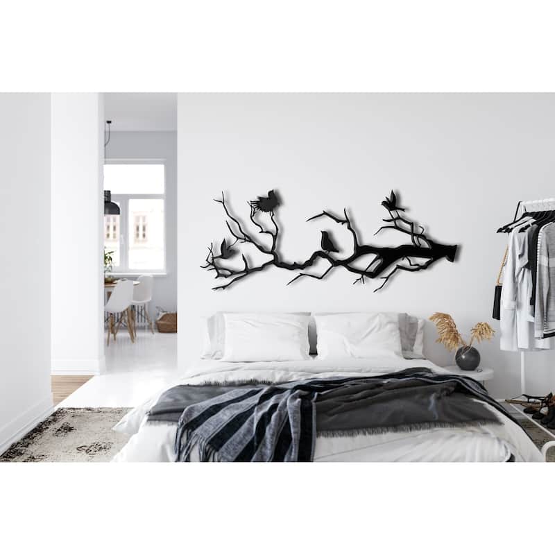 Birds and Branch Metal Wall Decor for Home and Outside