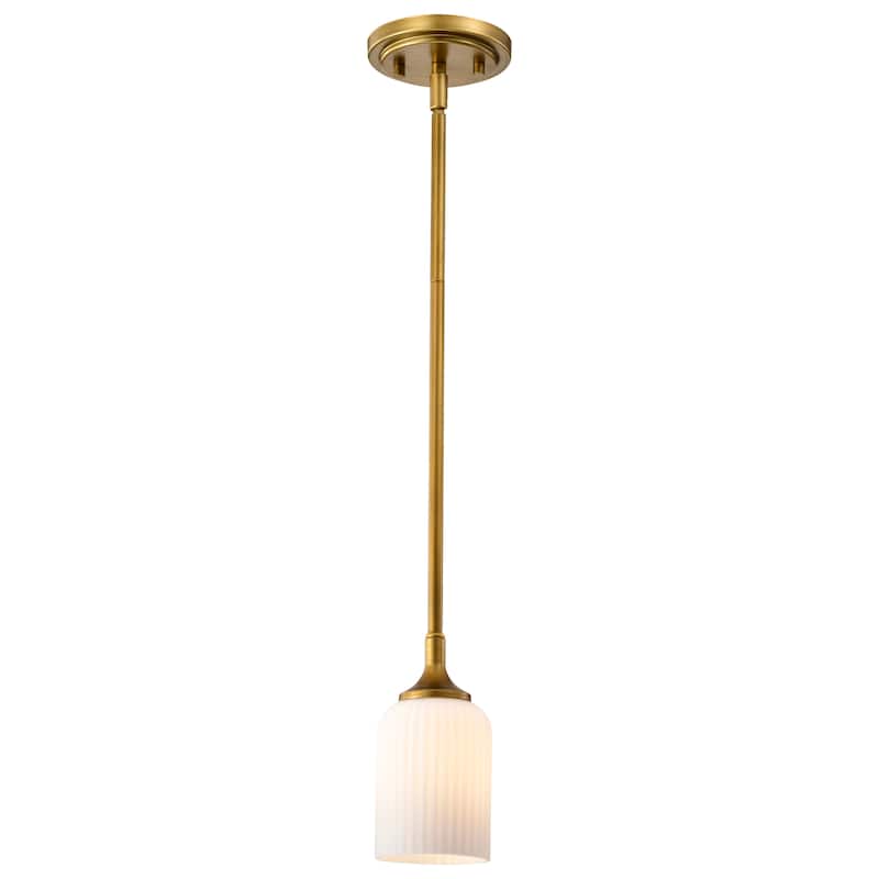 Solara Mini Pendant Natural Brass Finish Frosted Ribbed Glass - Natural Brass