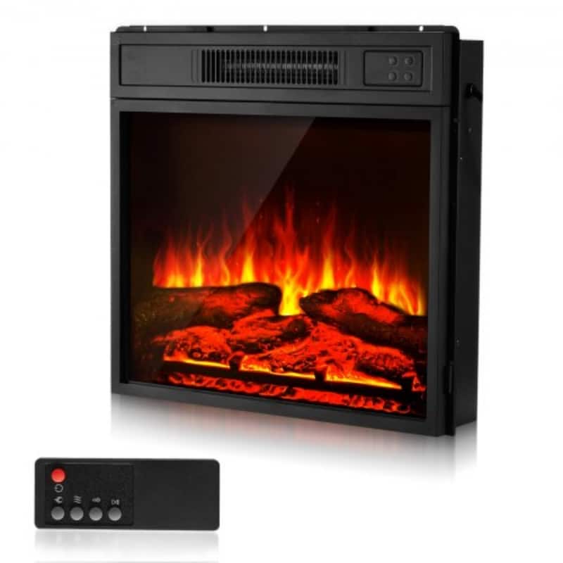Wall Mounted Electric Fireplace Insert with 5000 BTU Heat and Adjustable Flames Timer - 18-Inch