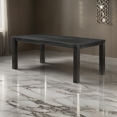 Lory 72 Inch Dining Table, Rectangular Top, 6 Seater, Black Solid Wood