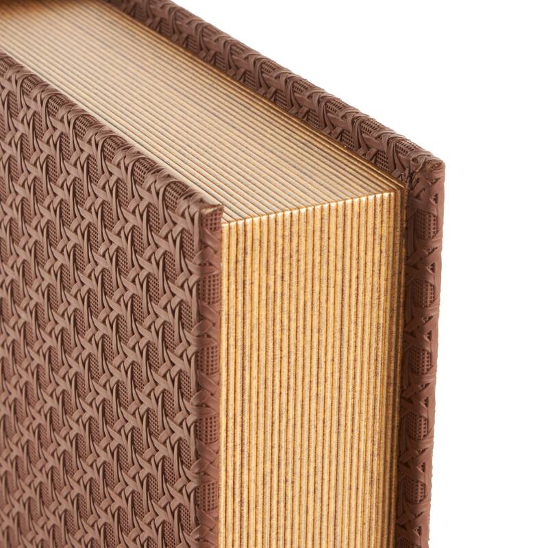Cream, Black, Copper, Beige or Brown Faux Leather Woven Faux Book Storage Decorative Box (Set of 3)