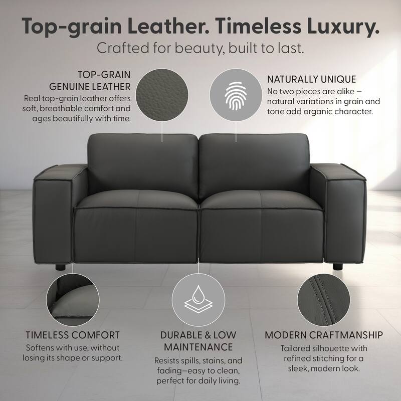Clayton Top Grain Genuine Leather Loveseat, Sofa, or Living Room Set