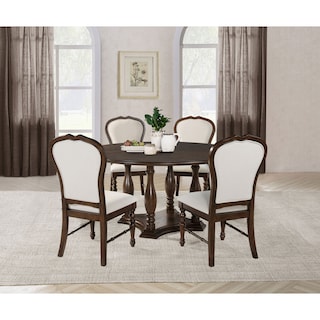 Landon 60-inch Round Dining Table Set Rich Brown