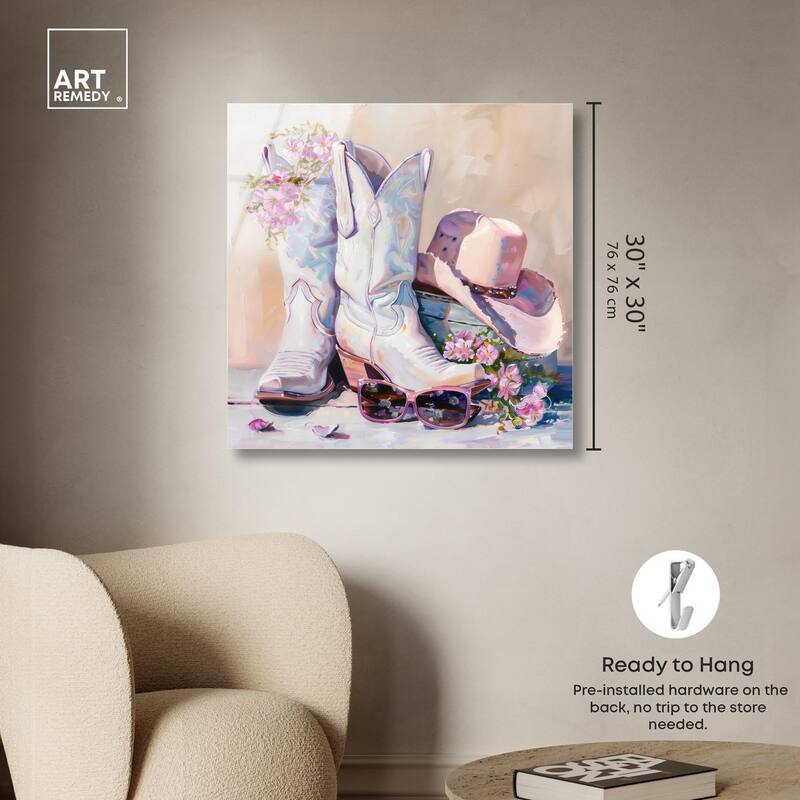 Spring Pink Cowboy Necessities Acrylic by Art Remedy, Ready to Hang