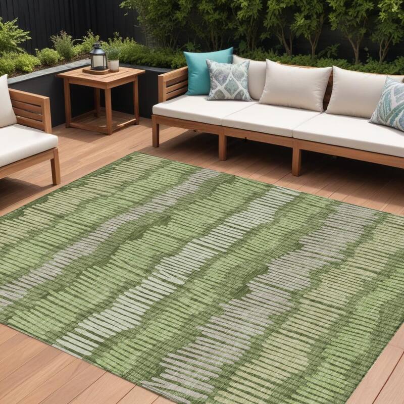 HomeRoots Striped Transitional Rectangle Outdoor Rug - 9' X 12'